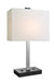 Maddox II Table Lamp in Black with White Fabric Shade, USB x 1 & Outletx1, A 100W - Lamps Expo