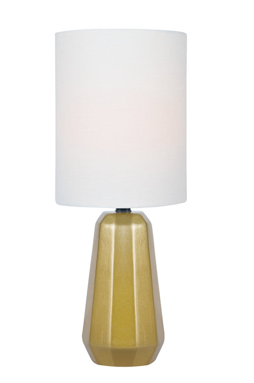 Charna Mini Talbe Lamp in Gold Ceramic with White Linen Shade, E27 A 60W