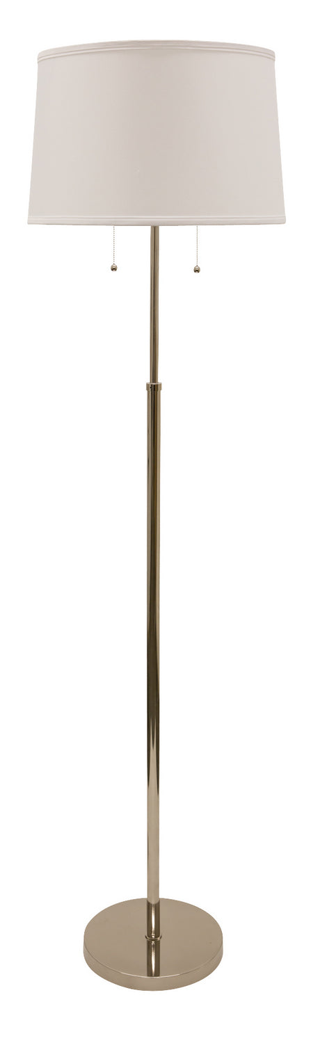 Averill Adjustable Floor Lamp in Polished Nickel with White Fine Linen Hardback