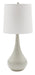 22.5 Inch Scatchard Table Lamp in Gray Gloss with White Linen Hardback