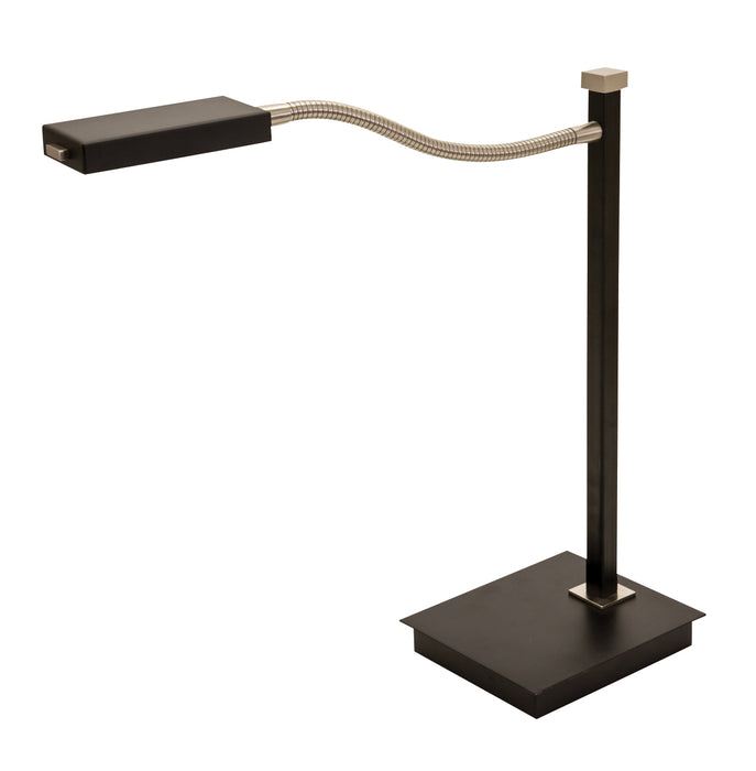 17.5 Inch Lewis LED Gooseneck Table Lamp in Black with Satin Nickel