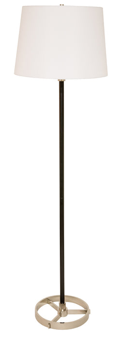 62 Inch Morgan Floor Lamp in Black with Polished Nickel with White Linen Hardback