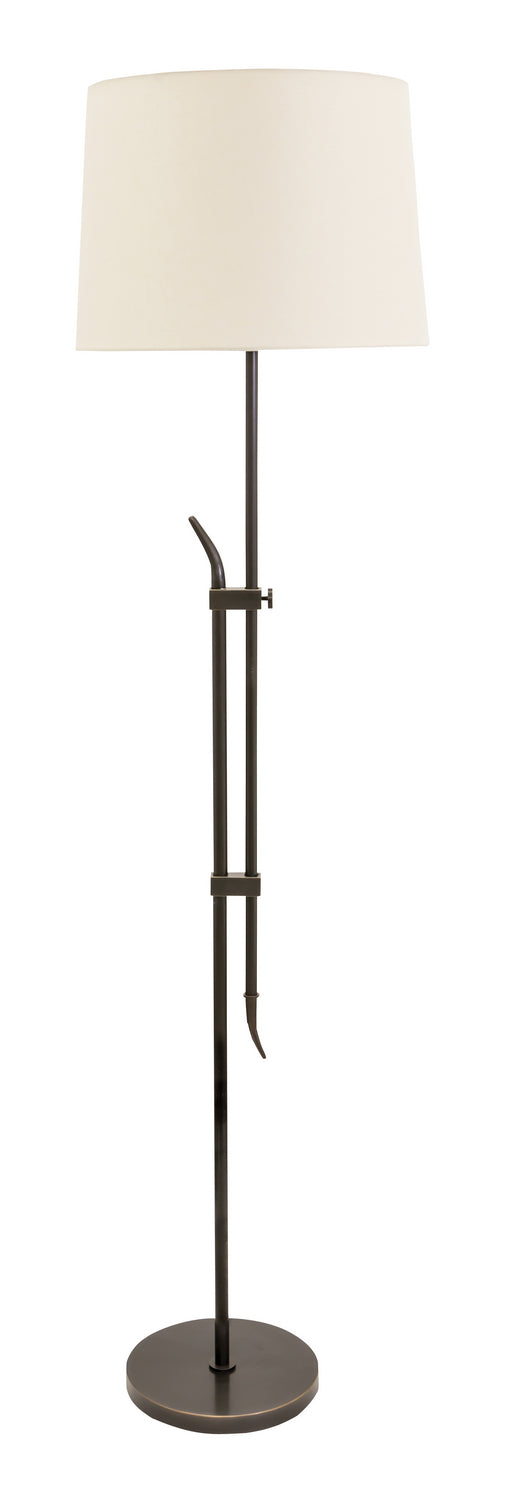 61 Inch Windsor Adjustable Floor Lamp in Oil Rubbed Bronze with White Linen Hardback