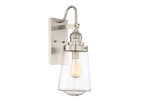 Macauley 1-Light Outdoor Wall Lantern in Satin Nickel