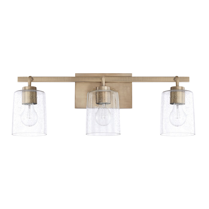 Greyson Three Light Vanity in Aged Brass