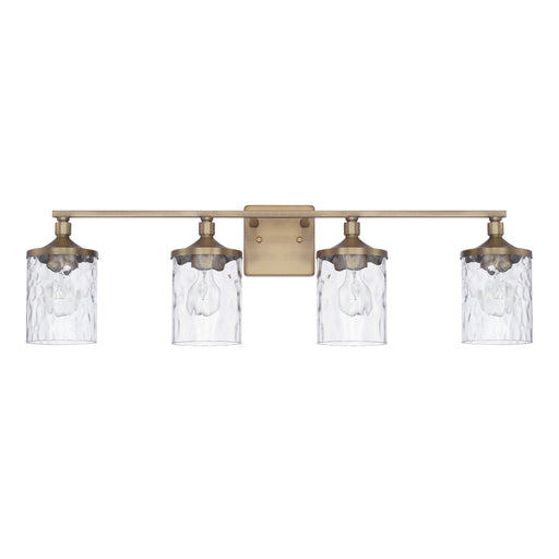 Colton Four Light Vanity in Aged Brass