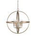 Hartwell Four Light Pendant in Aged Brass