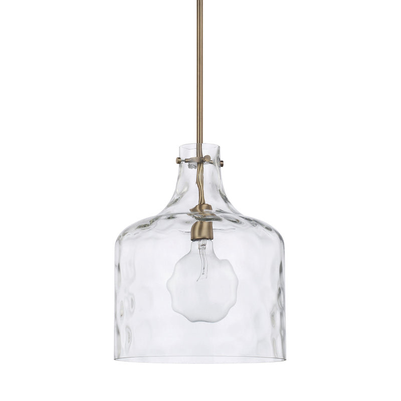 Crawford One Light Pendant in Aged Brass