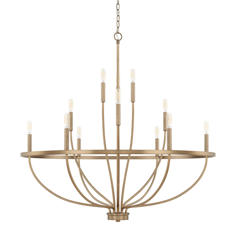 Greyson 12 Light Chandelier in Aged Brass