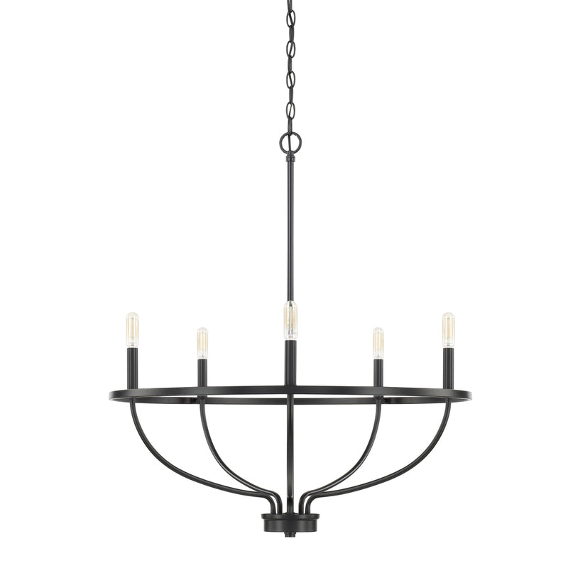 Greyson Five Light Chandelier in Matte Black