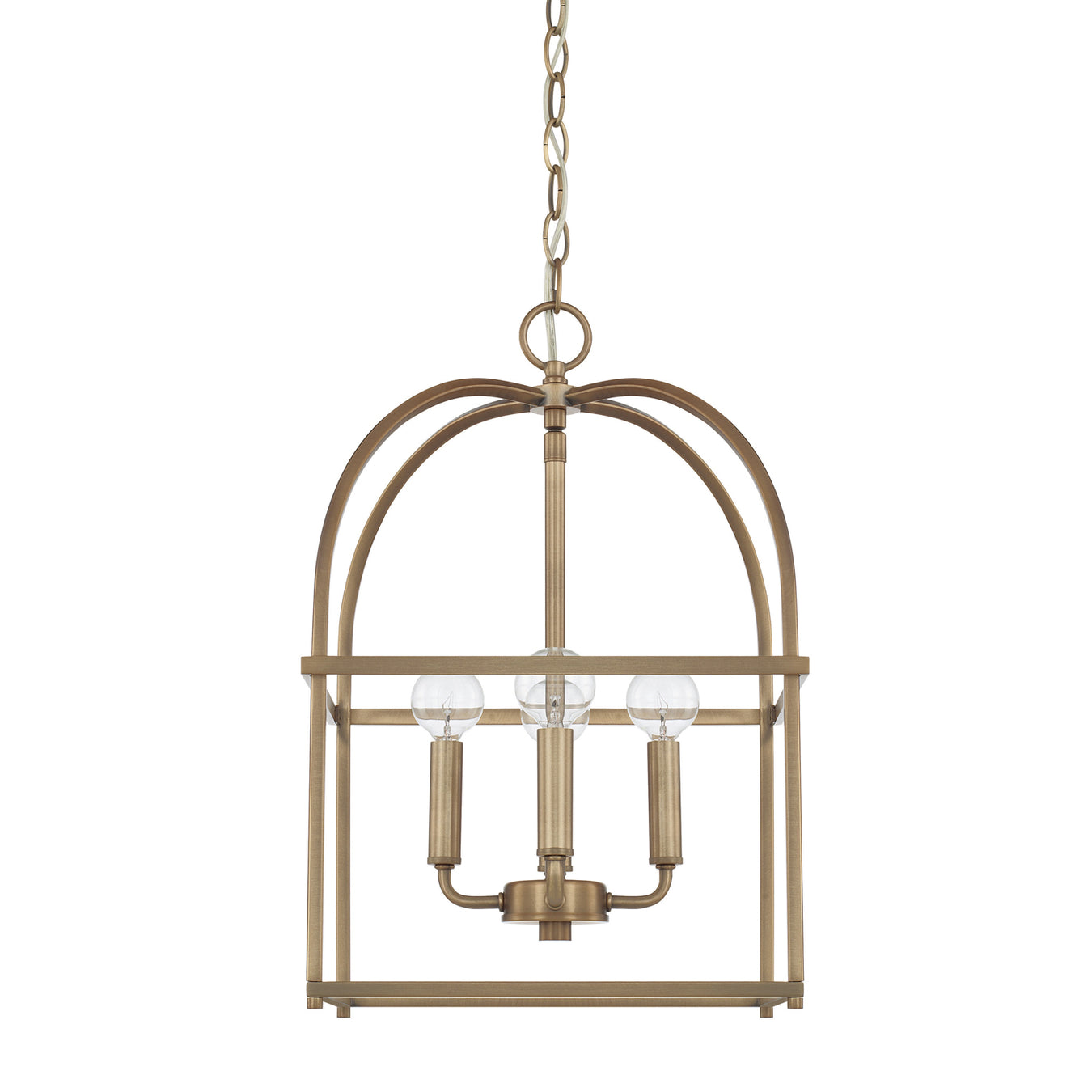 Aubrey Four Light Foyer Pendant in Aged Brass