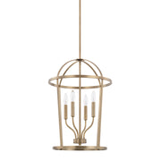 Greyson Four Light Foyer Pendant in Aged Brass