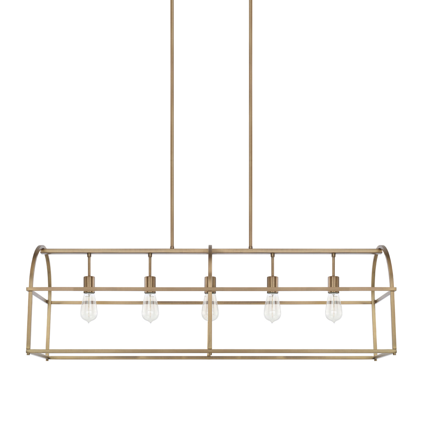 Aubrey Five Light Island Pendant in Aged Brass