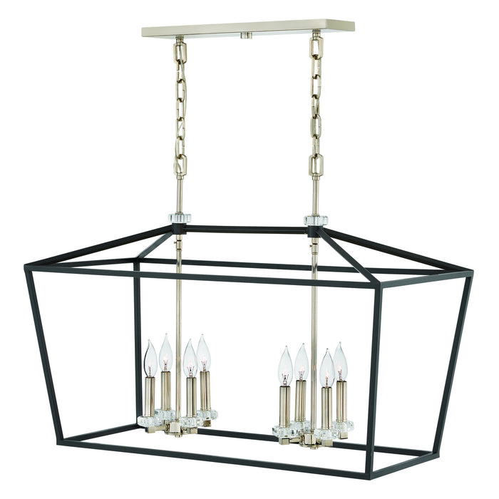 Stinson Eight Light Linear Chandelier in Black - Lamps Expo