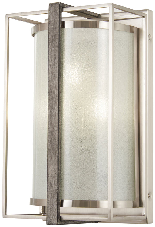 Tyson's Gate 3-Light Wall Sconce in Brushed Nickel with Shale Wood & White Iris Glass