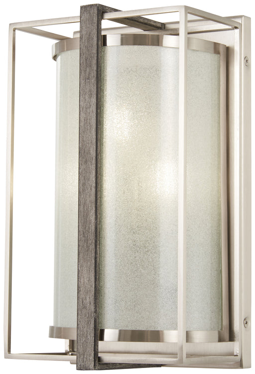Tyson's Gate 3-Light Wall Sconce in Brushed Nickel with Shale Wood & White Iris Glass