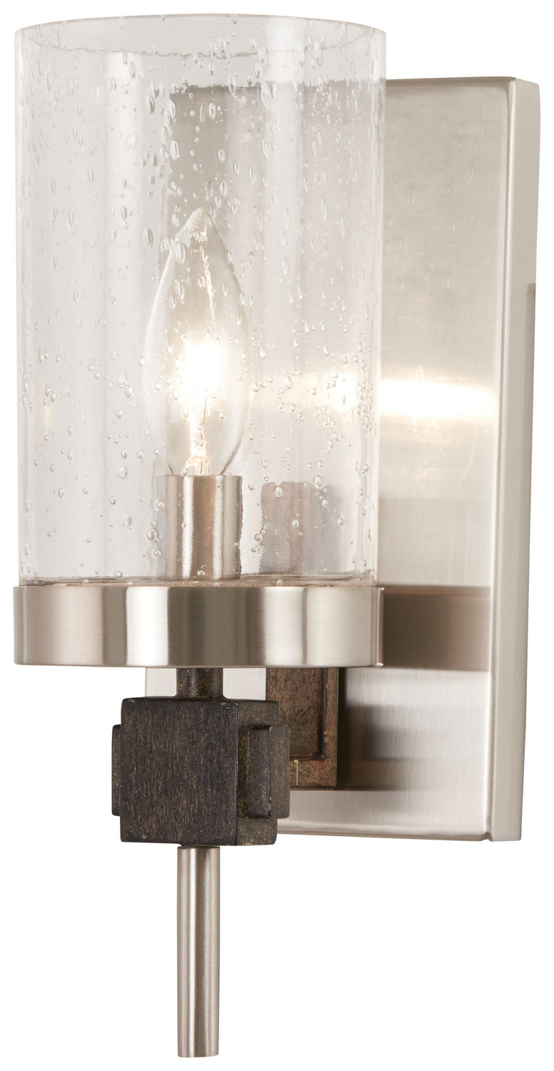Bridlewood 1-Light Bath Vanity in Stone Grey with Brushed Nickel & Clear Seedy Glass