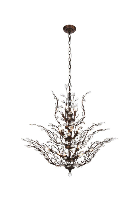 Orchid 18-Light Chandelier in Dark Bronze with Clear Royal Cut Crystal