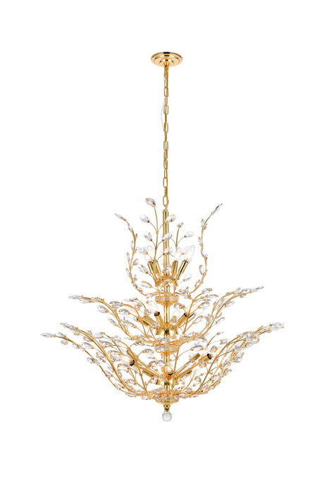 Orchid 18-Light Chandelier in Gold with Clear Royal Cut Crystal