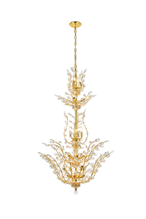 Orchid 25-Light Chandelier in Gold with Clear Royal Cut Crystal