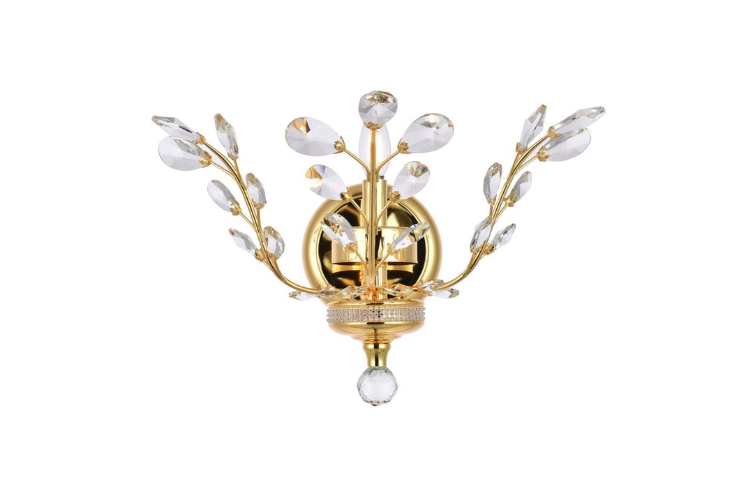 Orchid 1-Light Wall Sconce in Gold with Clear Royal Cut Crystal