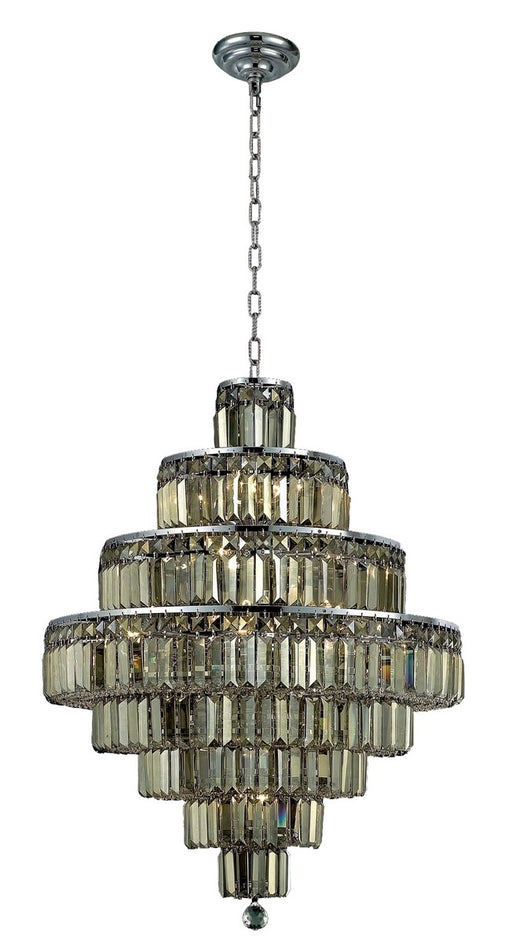Maxime 18-Light Chandelier in Chrome with Golden Teak (Smoky) Royal Cut Crystal