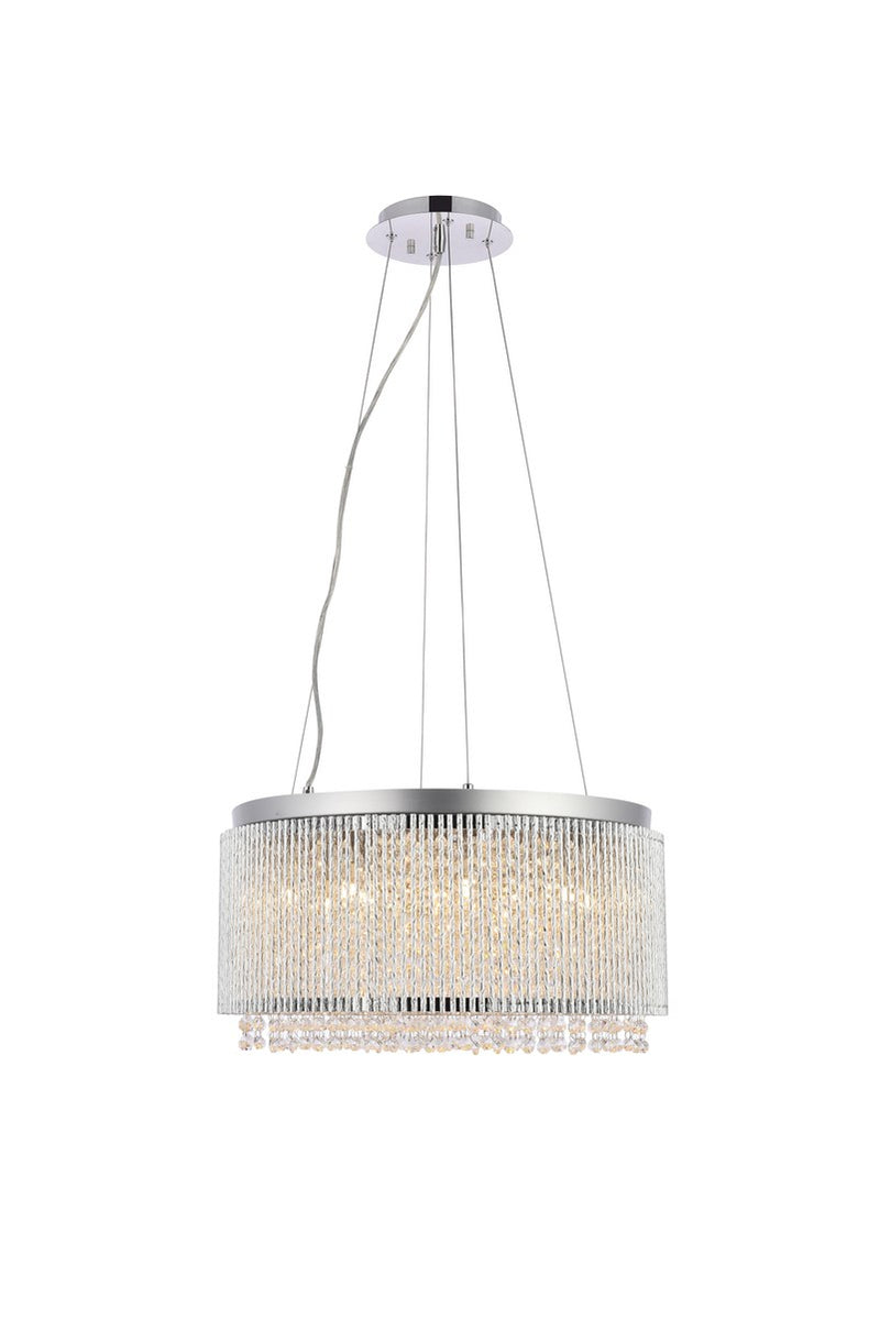 Influx 12-Light Pendant in Chrome with Clear Royal Cut Crystal