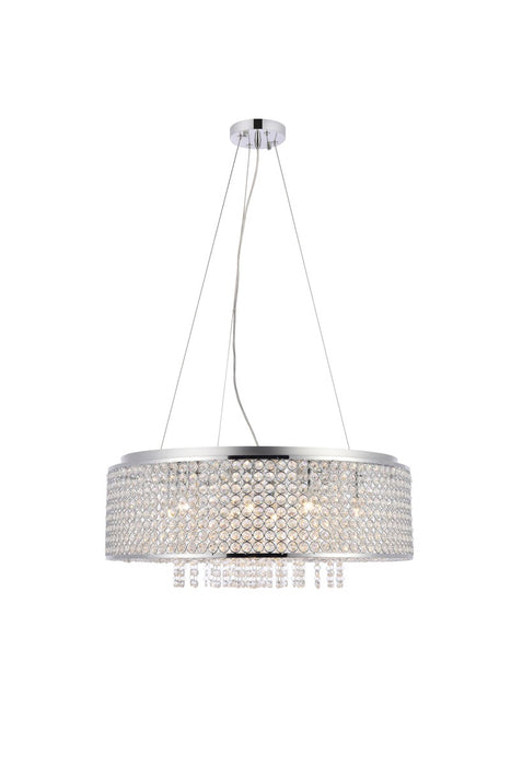 Amelie 10-Light Pendant in Chrome with Clear Royal Cut Crystal