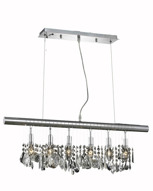 Chorus Line 6-Light Chandelier in Chrome with Clear Royal Cut Crystal