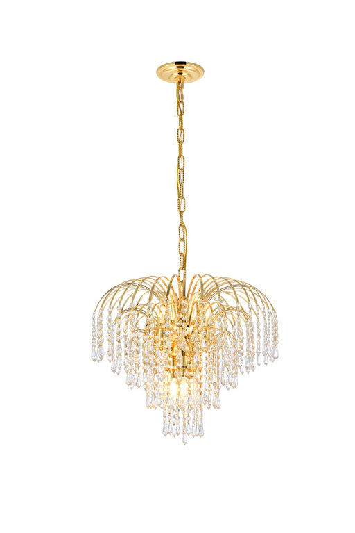 Falls 6-Light Pendant in Gold with Clear Royal Cut Crystal