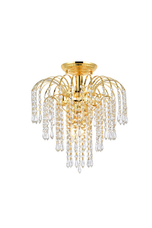 Falls 4-Light Flush Mount in Gold with Clear Royal Cut Crystal