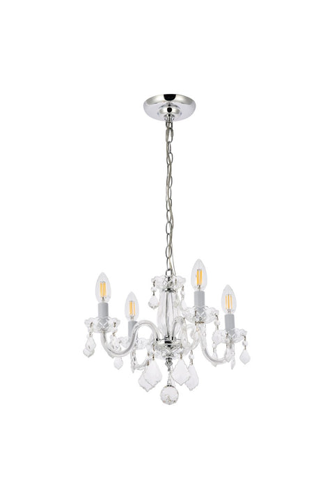 Rococo 4-Light Pendant in Chrome with Clear Royal Cut Crystal