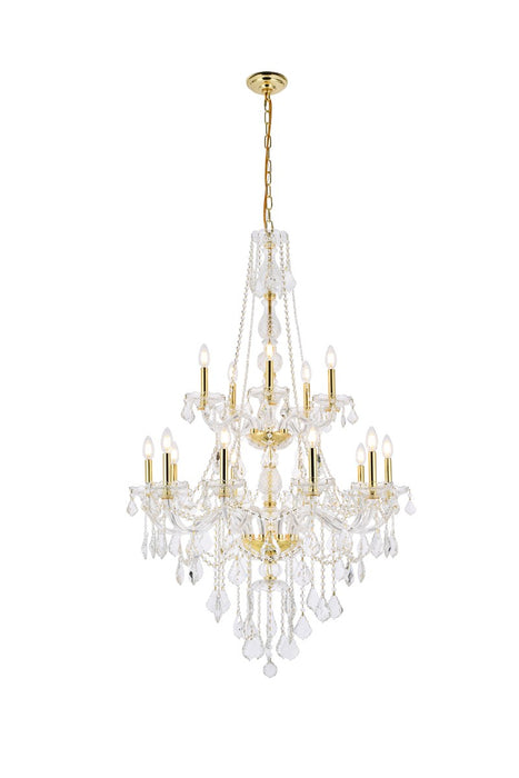 Verona 15-Light Chandelier in Gold with Clear Royal Cut Crystal