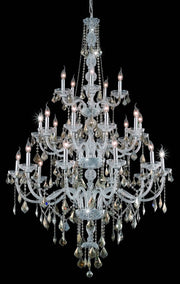 Verona 25-Light Chandelier in Chrome with Golden Teak (Smoky) Royal Cut Crystal