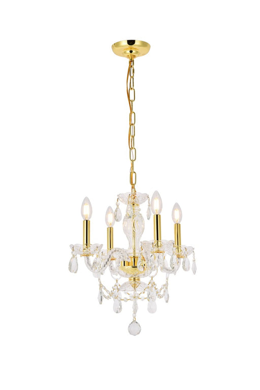 Princeton 4-Light Pendant in Gold with Clear Royal Cut Crystal