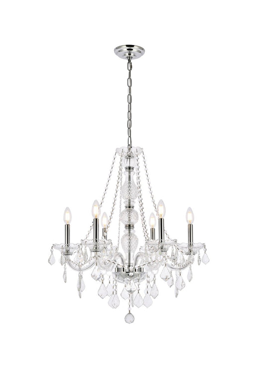 Verona 6-Light Chandelier in Chrome with Clear Royal Cut Crystal