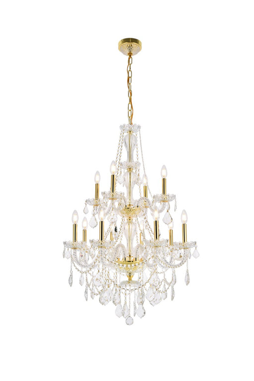 Giselle 12-Light Chandelier in Gold with Clear Royal Cut Crystal