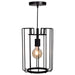 Wired 1-Light Vertical Cage Pendant in Black Finish
