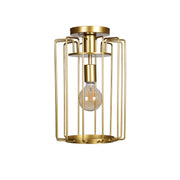 Wired 1-Light Vertical Cage Pendant in Gold Finish