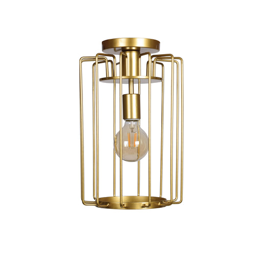 Wired 1-Light Vertical Cage Pendant in Gold Finish