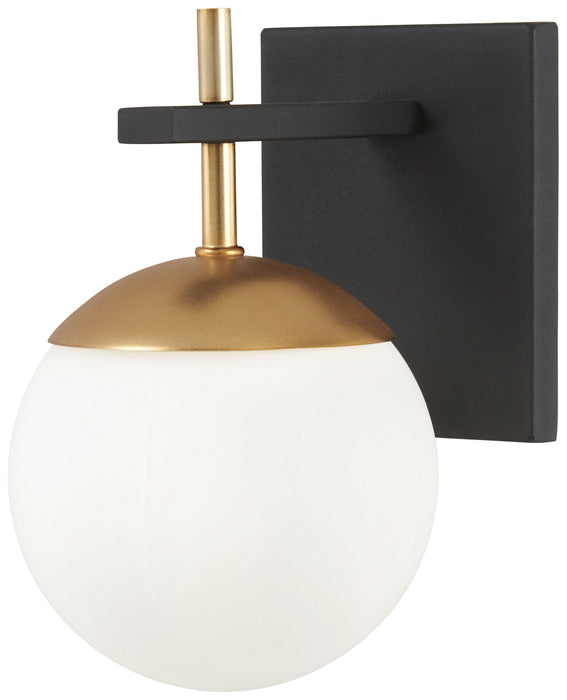 Alluria 1 Light Wall Mount in Weathered Black & Autumn Gold with Etched Opal