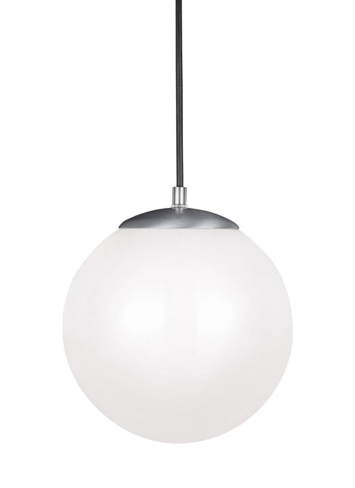 Leo - Hanging Globe Medium LED Pendant in Satin Aluminum with Smooth White�Glass