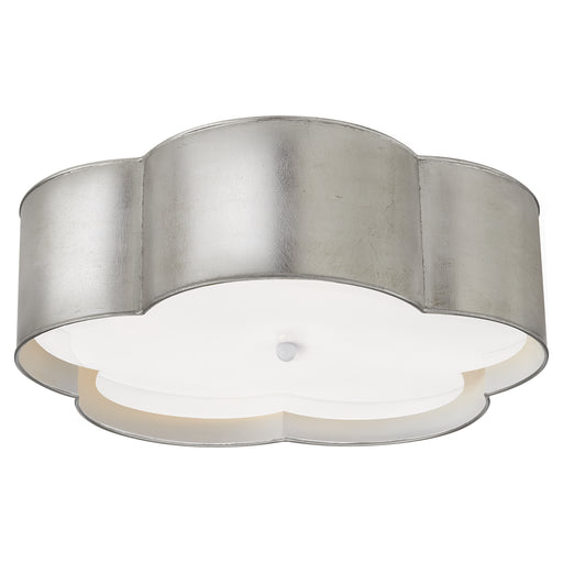 Bryce Four Light Flush Mount in Burnished Silver Leaf and White