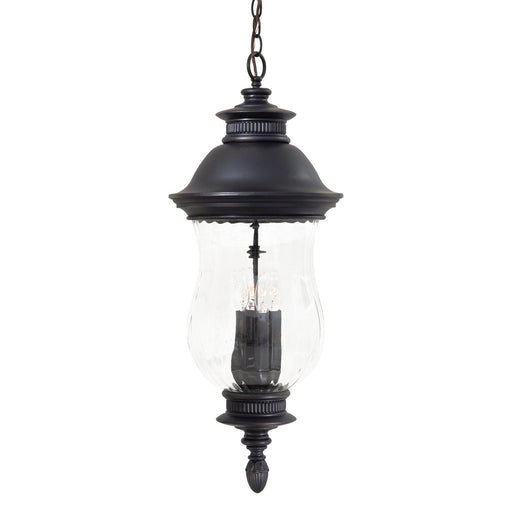 Newport 4-Light Chain Hung in Heritage & Mouth Blown Clear Optic Glass - Lamps Expo