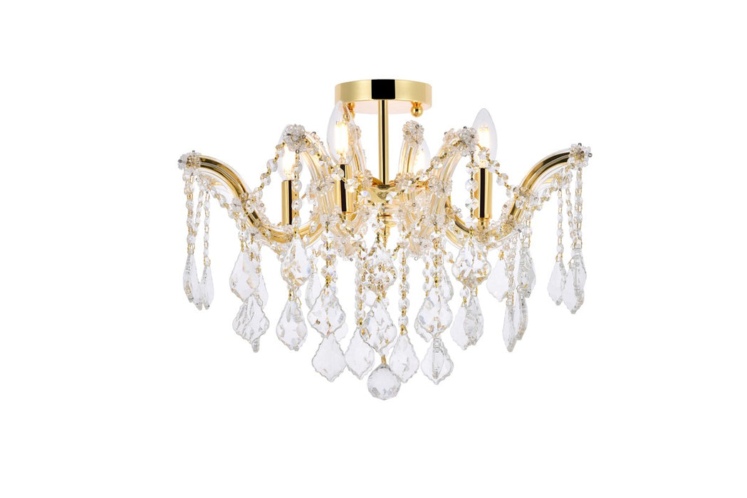 Maria Theresa 4-Light Flush Mount in Gold with Clear Royal Cut Crystal