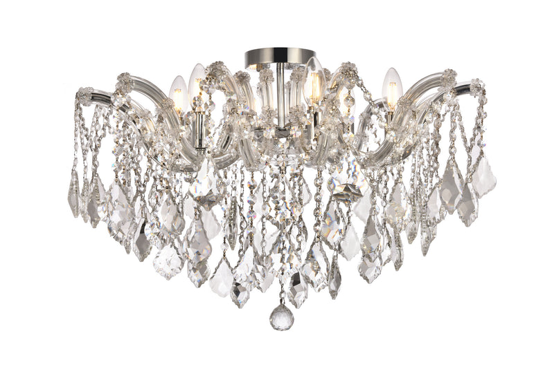 Maria Theresa 6-Light Flush Mount in Chrome with Clear Royal Cut Crystal