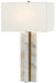 Khalil 1 Light Table Lamp in Marble & Antique Brass with Off White Shantung Shade