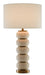 Luko 1 Light Table Lamp in White Mud & Antique Brass with Off White Linen Shade