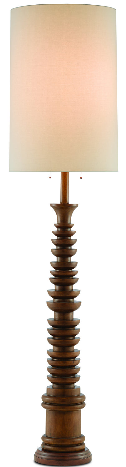 Malayan 2 Light Floor Lamp in Natural with Light Eggshell Linen Shade