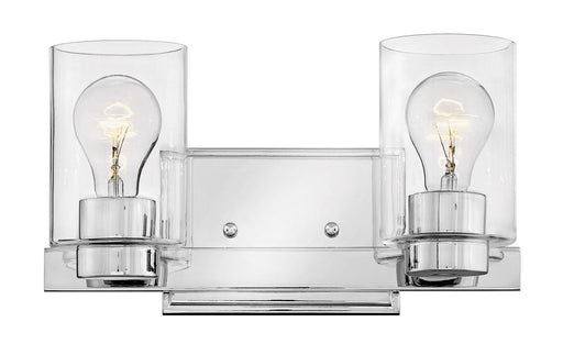 Miley Two Light Vanity in Chrome with Clear glass